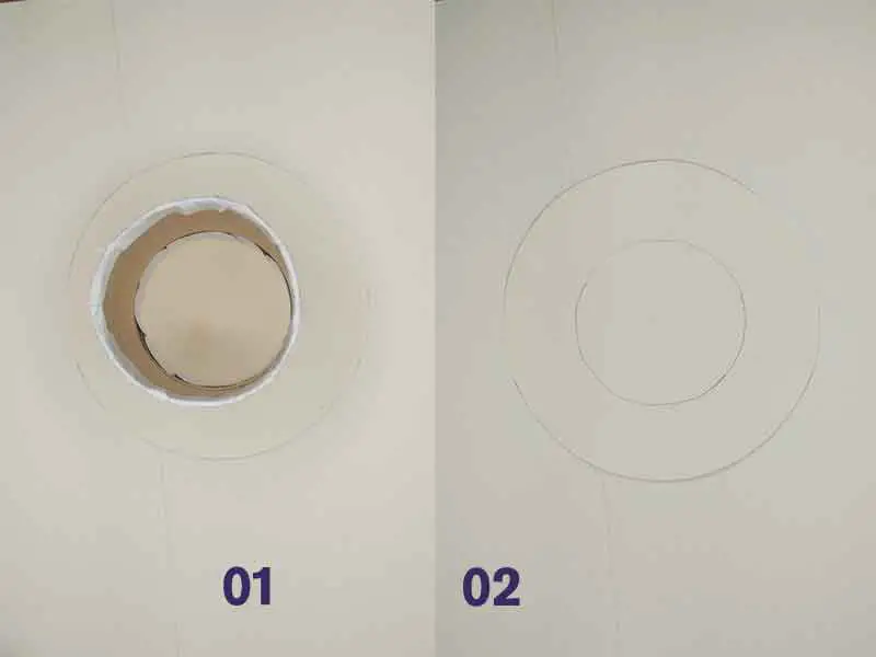 place the cardboard circle under the toilet roll and draw a circle the size of the toilet roll.