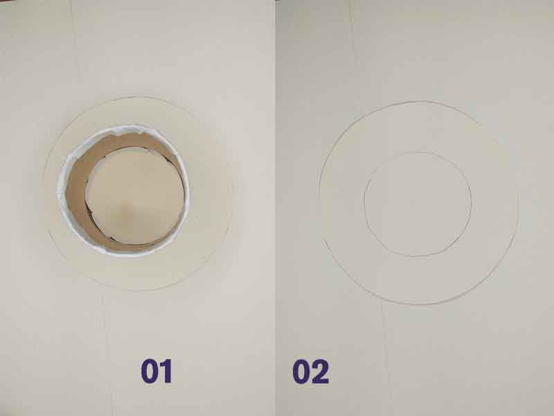 place the cardboard circle under the toilet roll and draw a circle the size of the toilet roll.